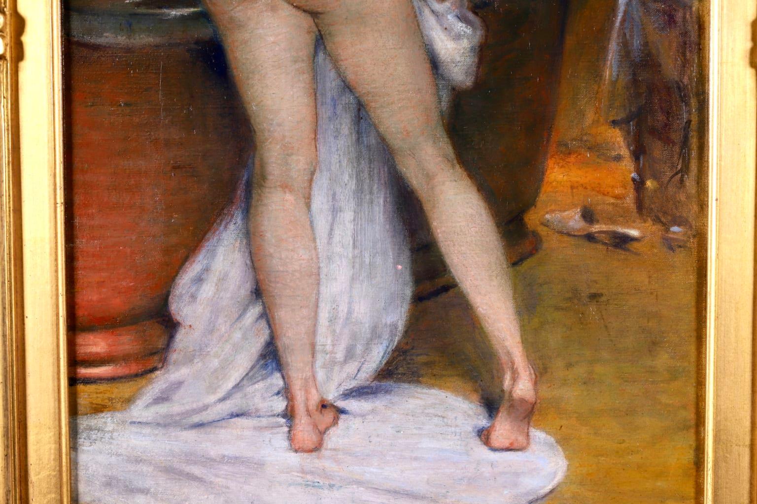 Apres le bain - French Academic Oil, Nude in Interior by Tony Robert-Fleury 1