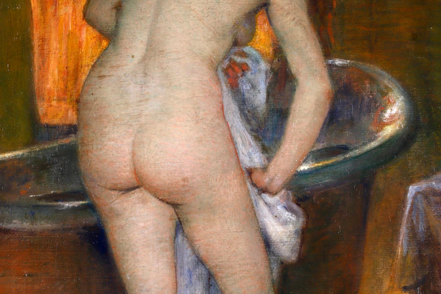 Apres le bain - French Academic Oil, Nude in Interior by Tony Robert-Fleury 2