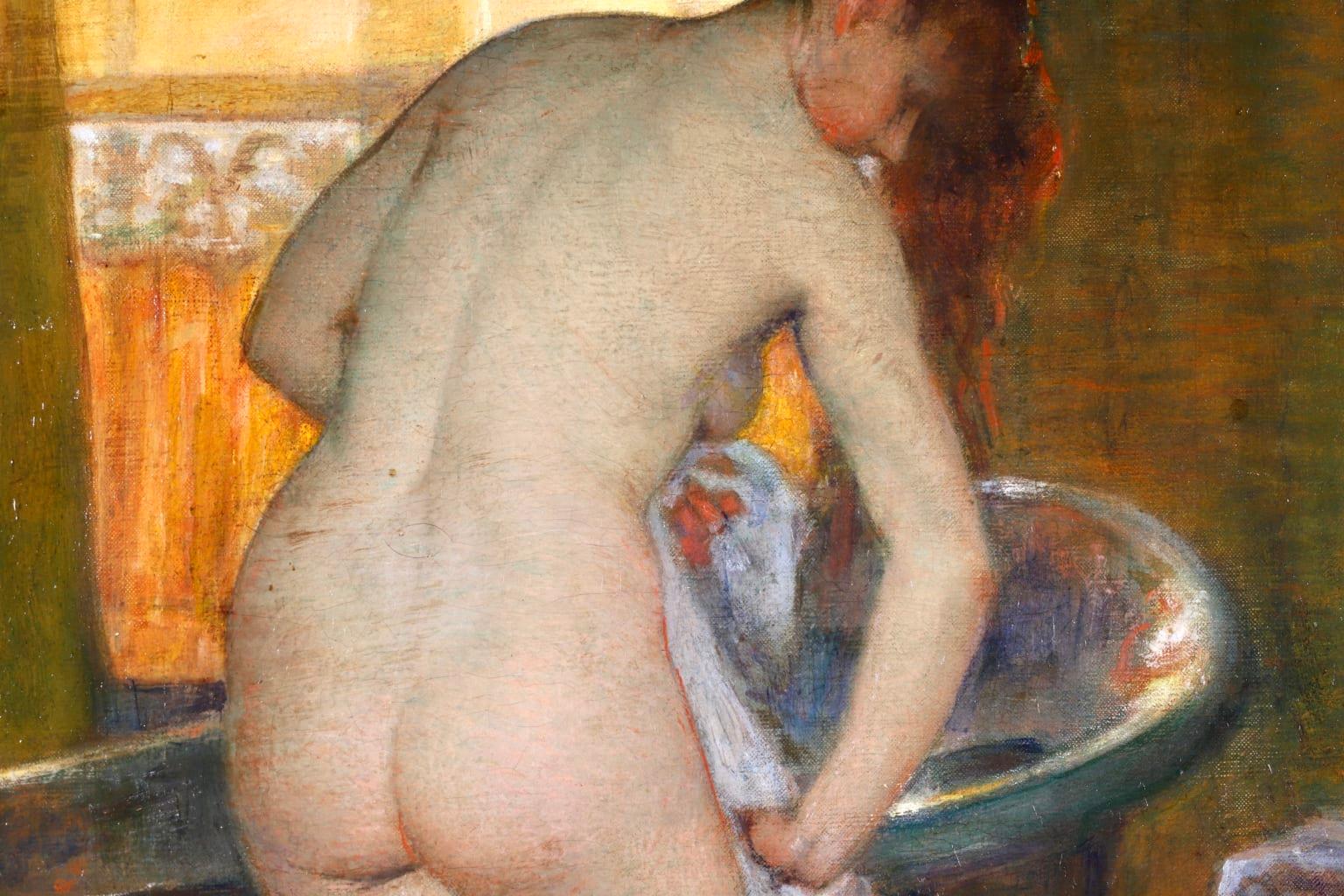Apres le bain - French Academic Oil, Nude in Interior by Tony Robert-Fleury 3