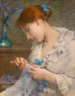 La Couturiere - Academic Portrait Oil Painting by Tony Robert-Fleury