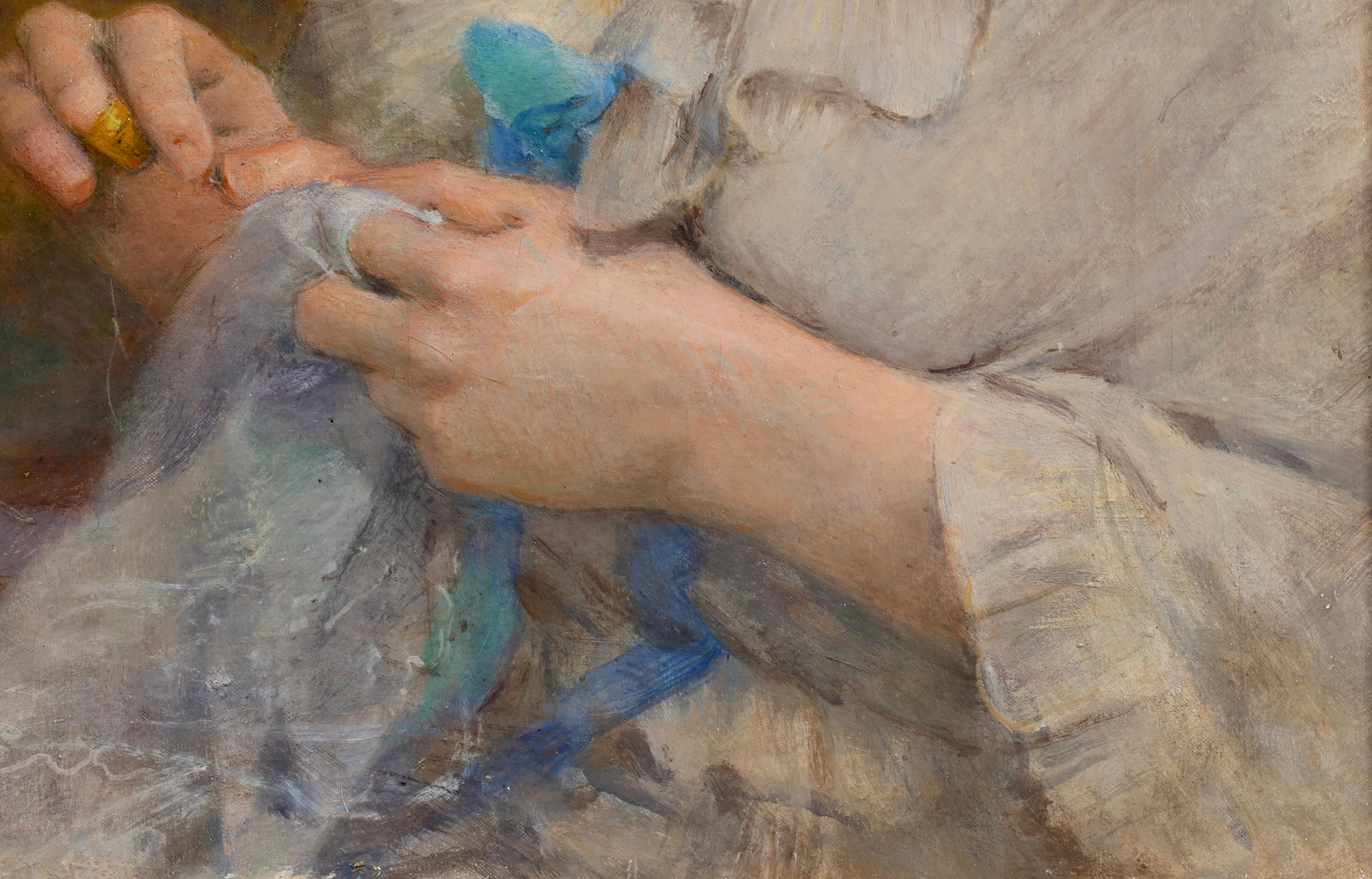 La Couturiere - Akademisches Portrait Ölgemälde von Tony Robert-Fleury im Angebot 4