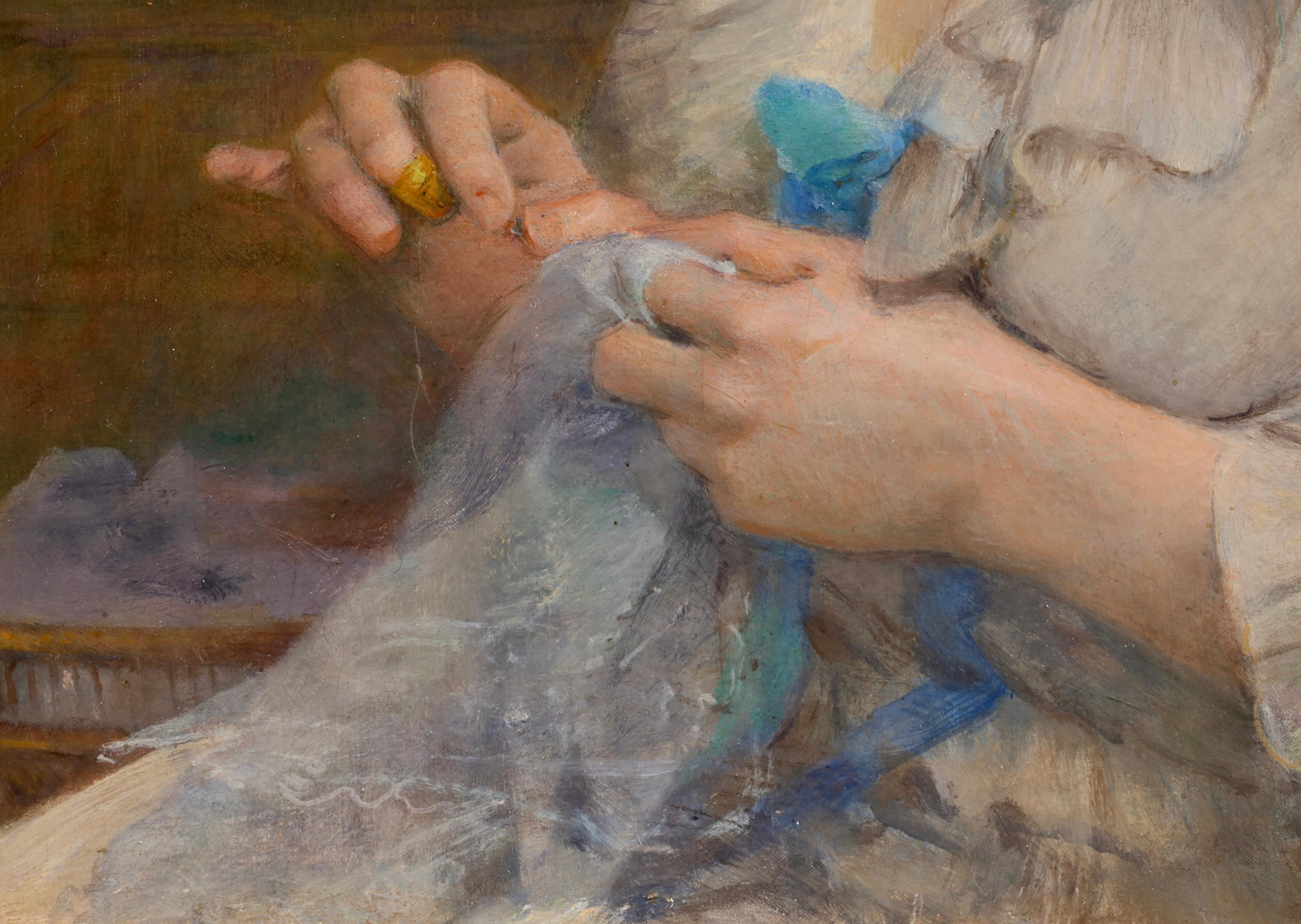 La Couturiere - Akademisches Portrait Ölgemälde von Tony Robert-Fleury im Angebot 5