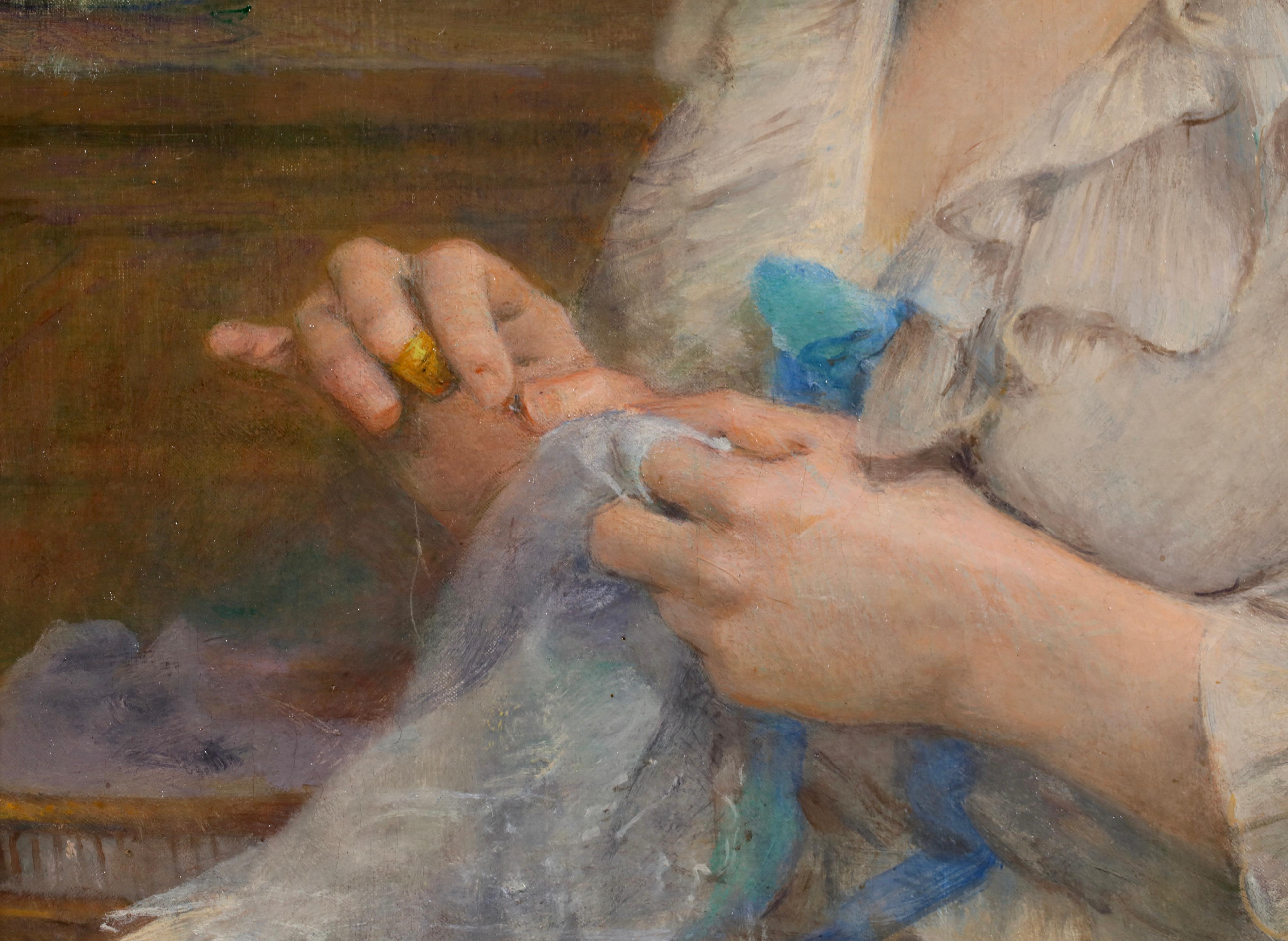 La Couturiere - Akademisches Portrait Ölgemälde von Tony Robert-Fleury im Angebot 6