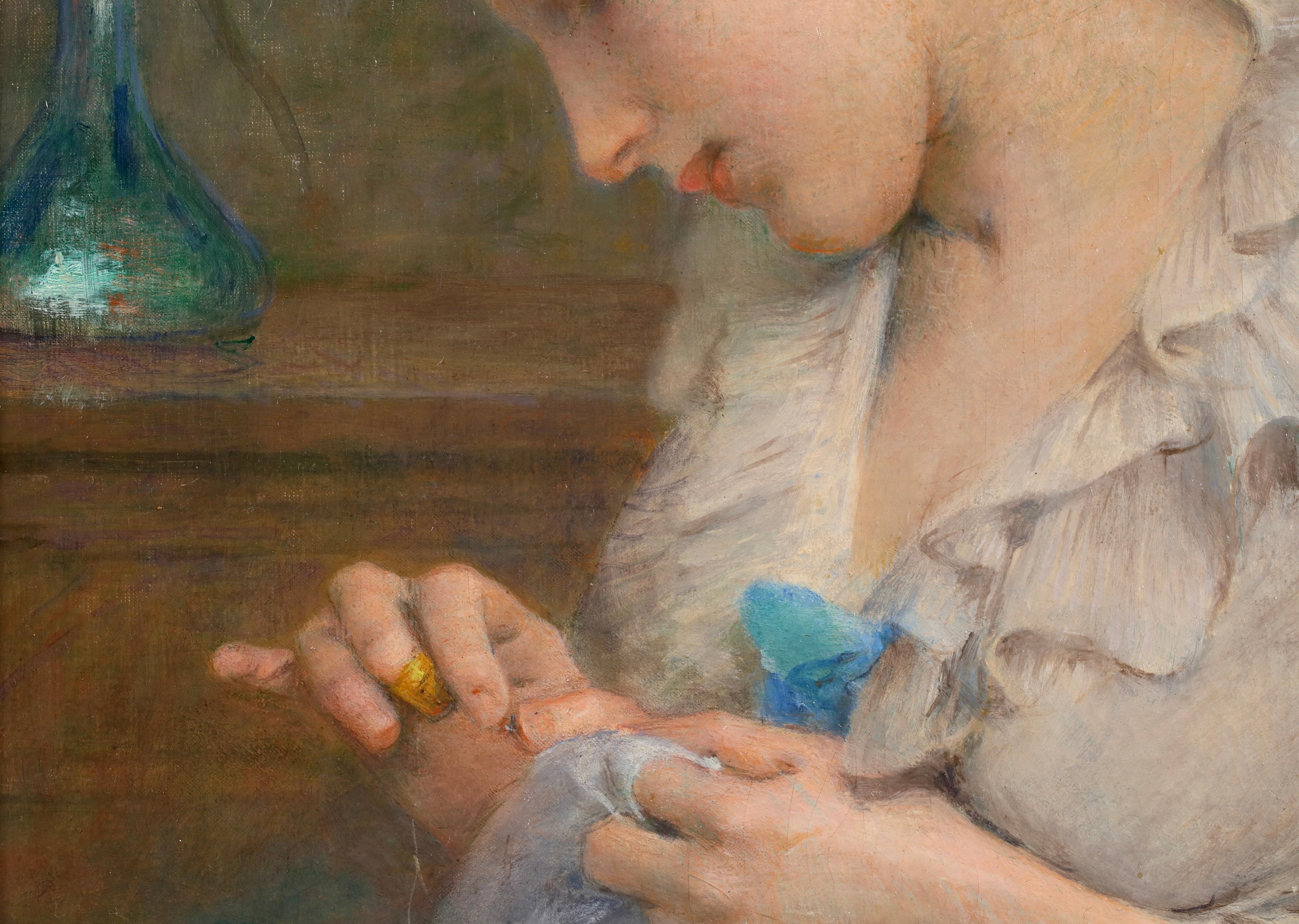 La Couturiere - Akademisches Portrait Ölgemälde von Tony Robert-Fleury im Angebot 7