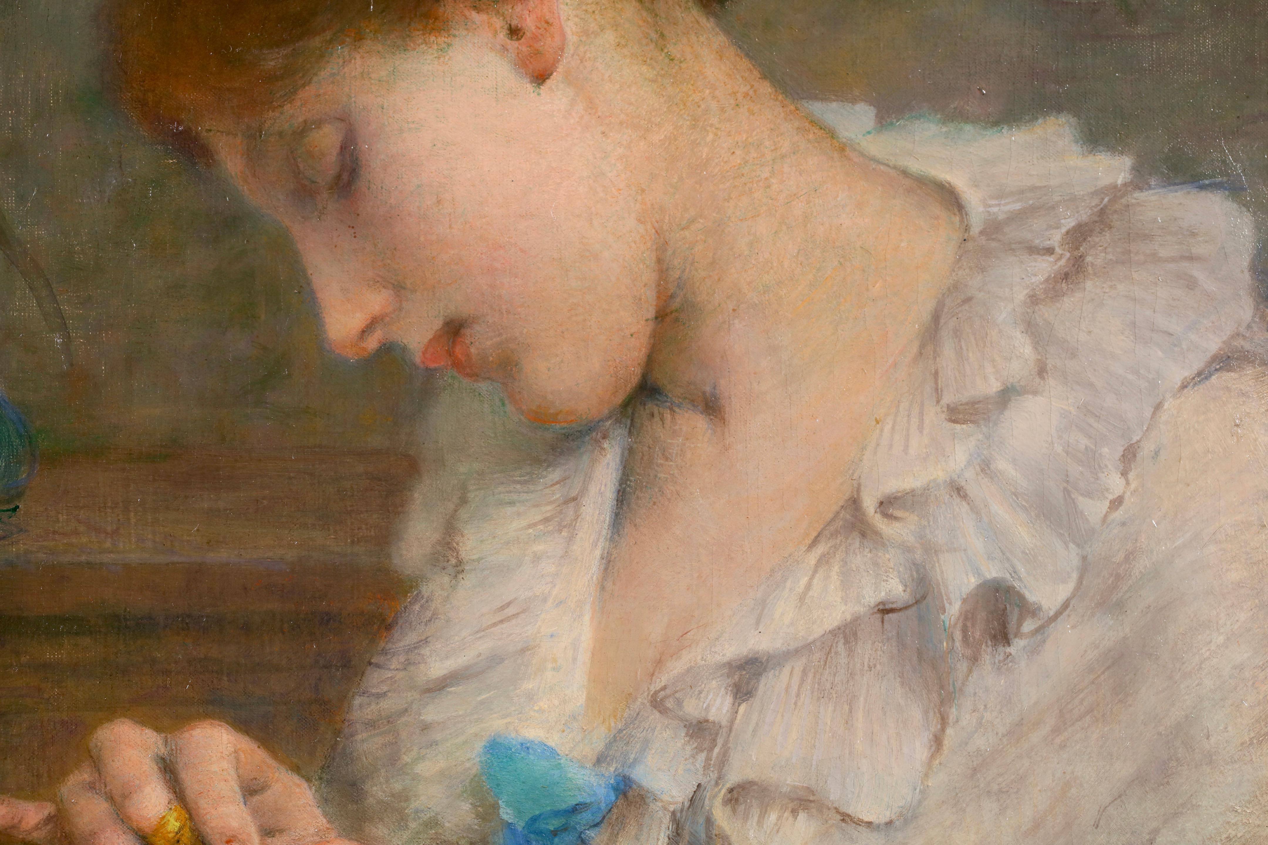 La Couturiere - Akademisches Portrait Ölgemälde von Tony Robert-Fleury im Angebot 8