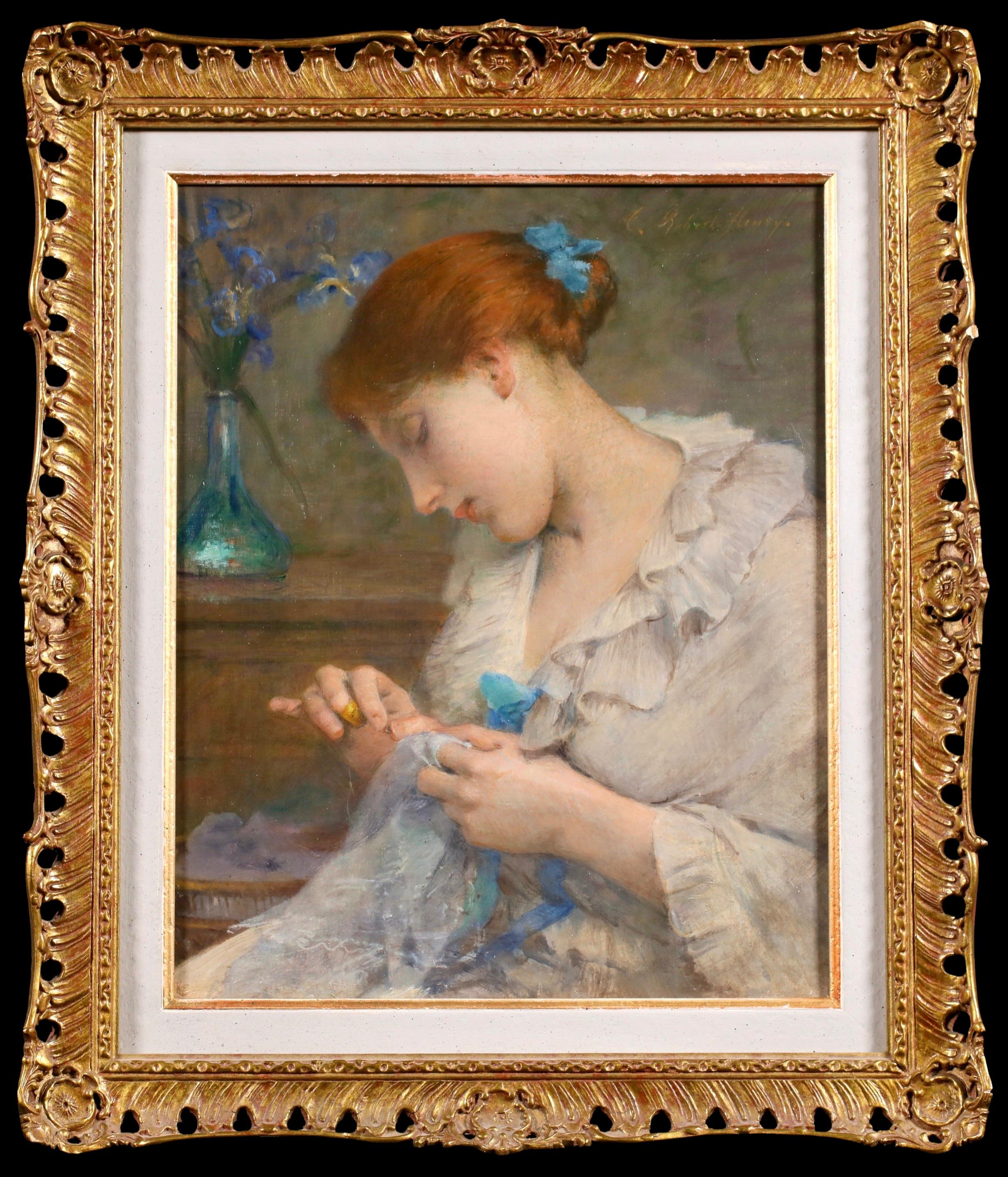 La Couturiere - Akademisches Portrait Ölgemälde von Tony Robert-Fleury