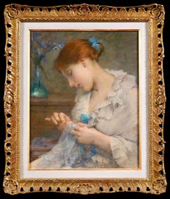 La Couturiere - Academic Portrait Oil Painting by Tony Robert-Fleury