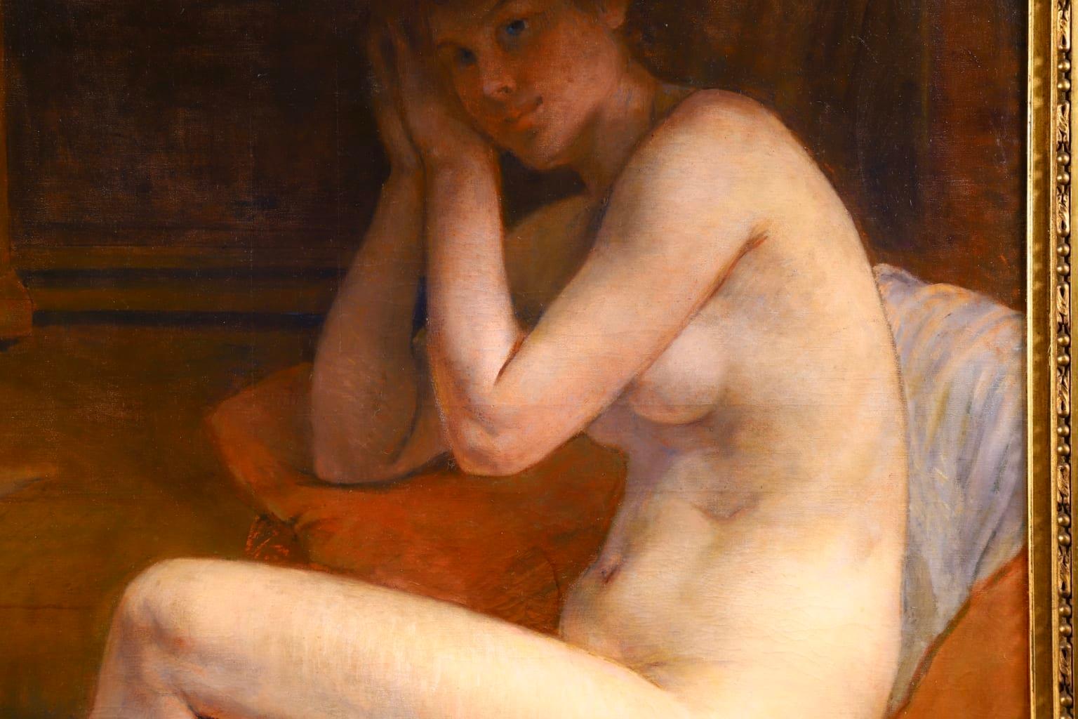 Model in Workshop - French Academic Oil, Nude in Interior by Tony Robert-Fleury 4