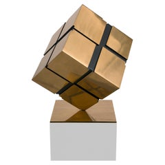 Tony Rosenthal Signed Bronze Rotating Cube Sculpture, USA, 2008