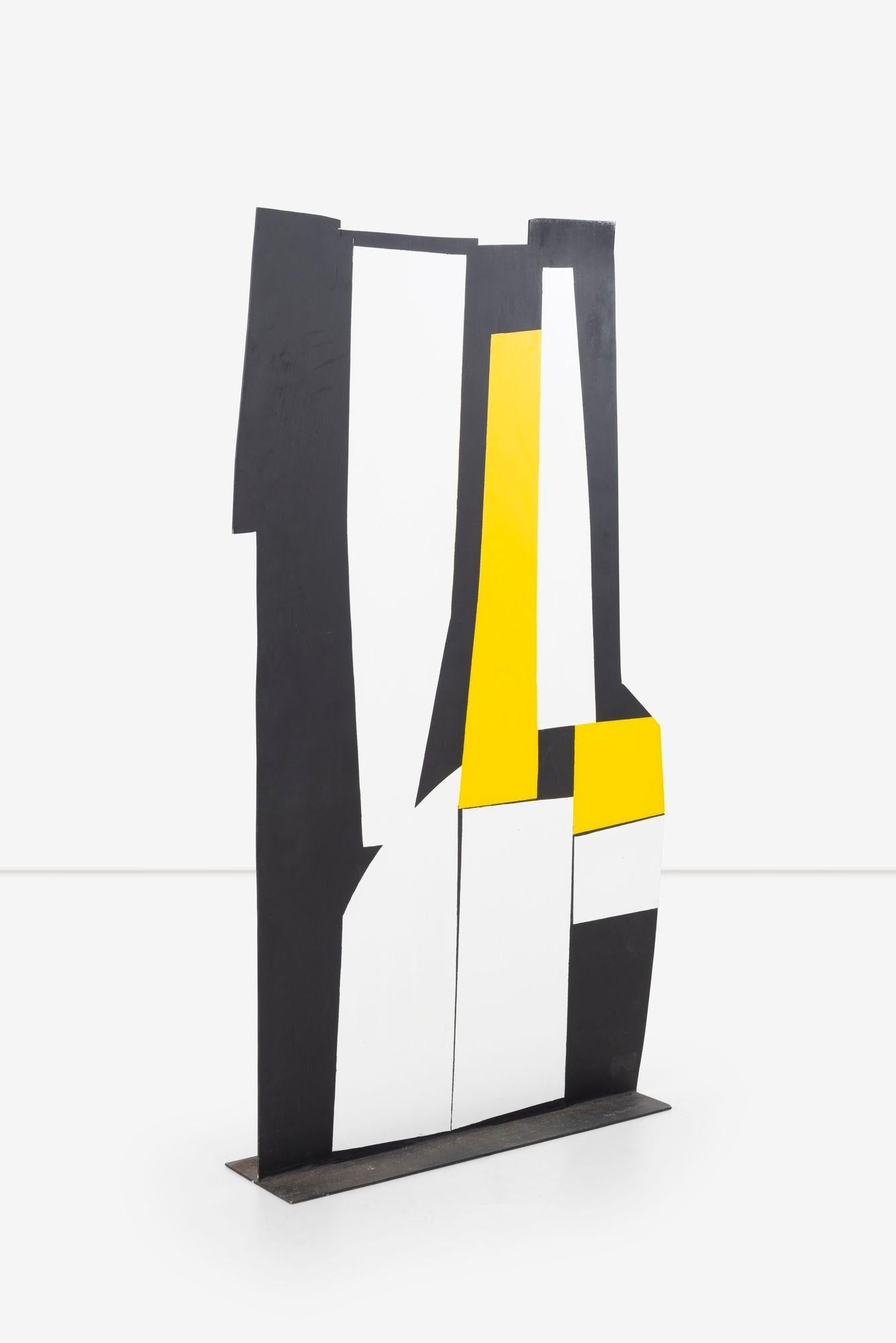 Modern Tony Rosenthal Standing Black and White Plus Yellow Floor Sculpture For Sale