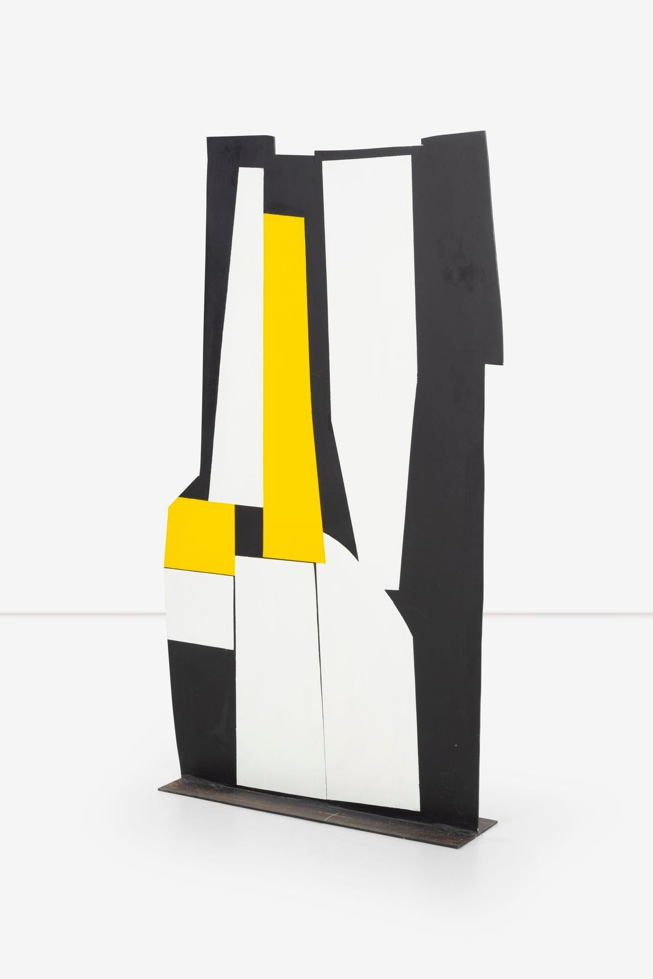 Tony Rosenthal Standing Black and White Plus Yellow Floor Sculpture In Good Condition For Sale In Chicago, IL