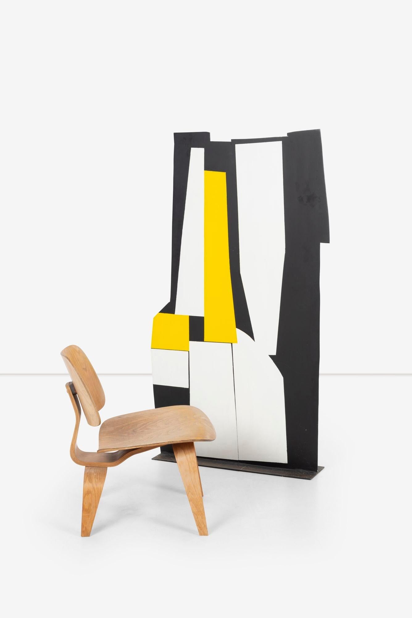 Late 20th Century Tony Rosenthal Standing Black and White Plus Yellow Floor Sculpture For Sale