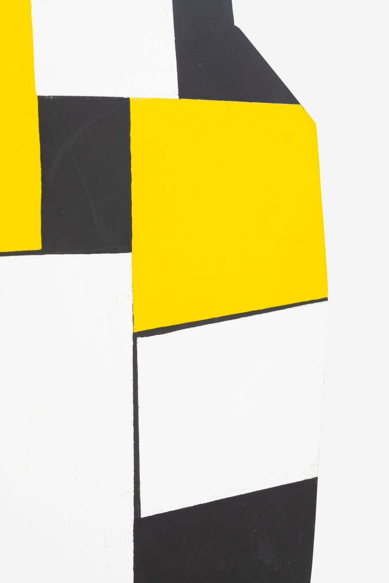 Tony Rosenthal Standing Black and White Plus Yellow Floor Sculpture For Sale 1