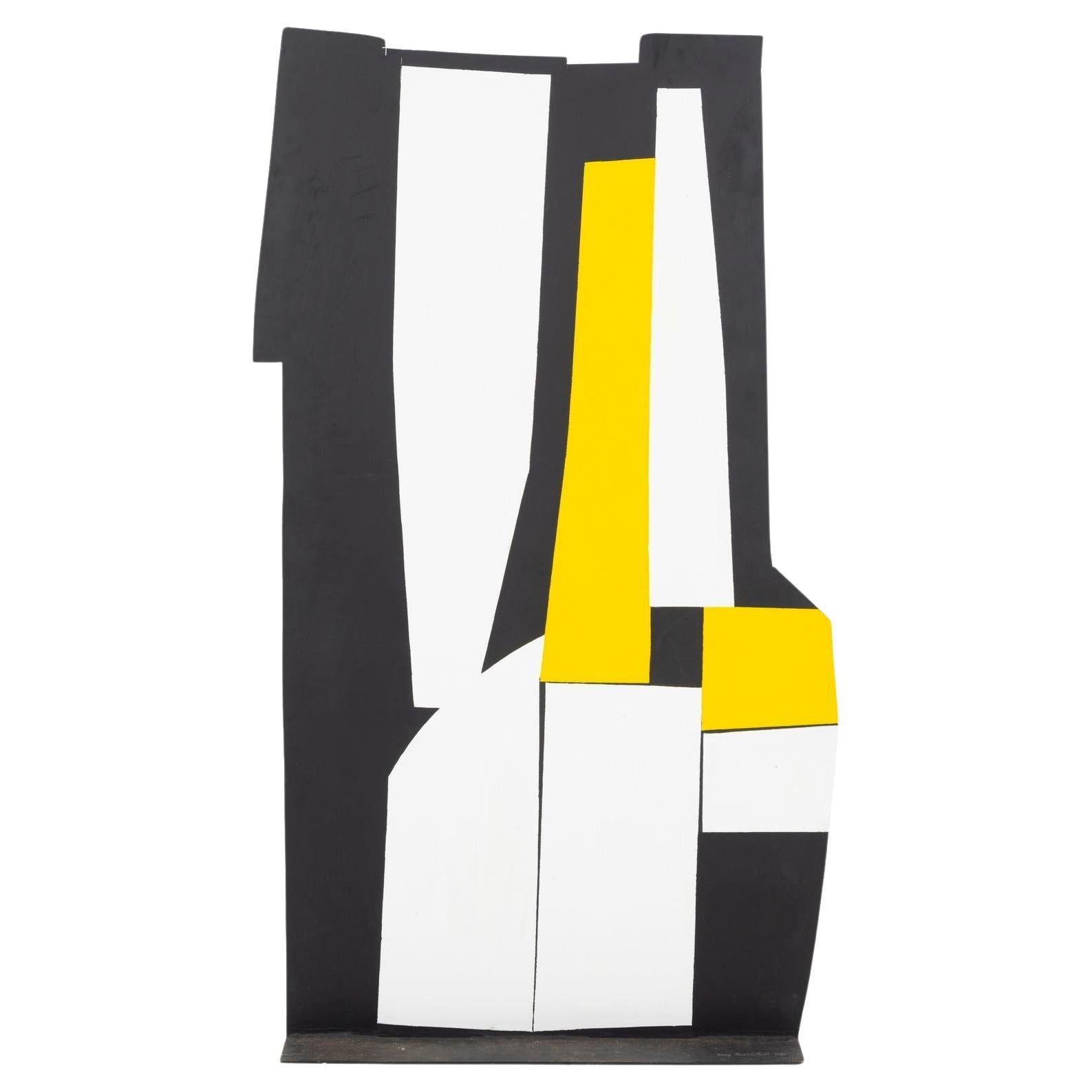 Tony Rosenthal Standing Black and White Plus Yellow Floor Sculpture For Sale