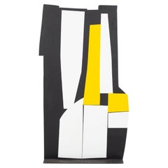 Vintage Tony Rosenthal Standing Black and White Plus Yellow Floor Sculpture