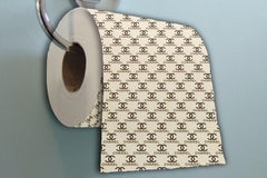 Chanel Toilet Paper Bathroom art, Mixed Media on Canvas