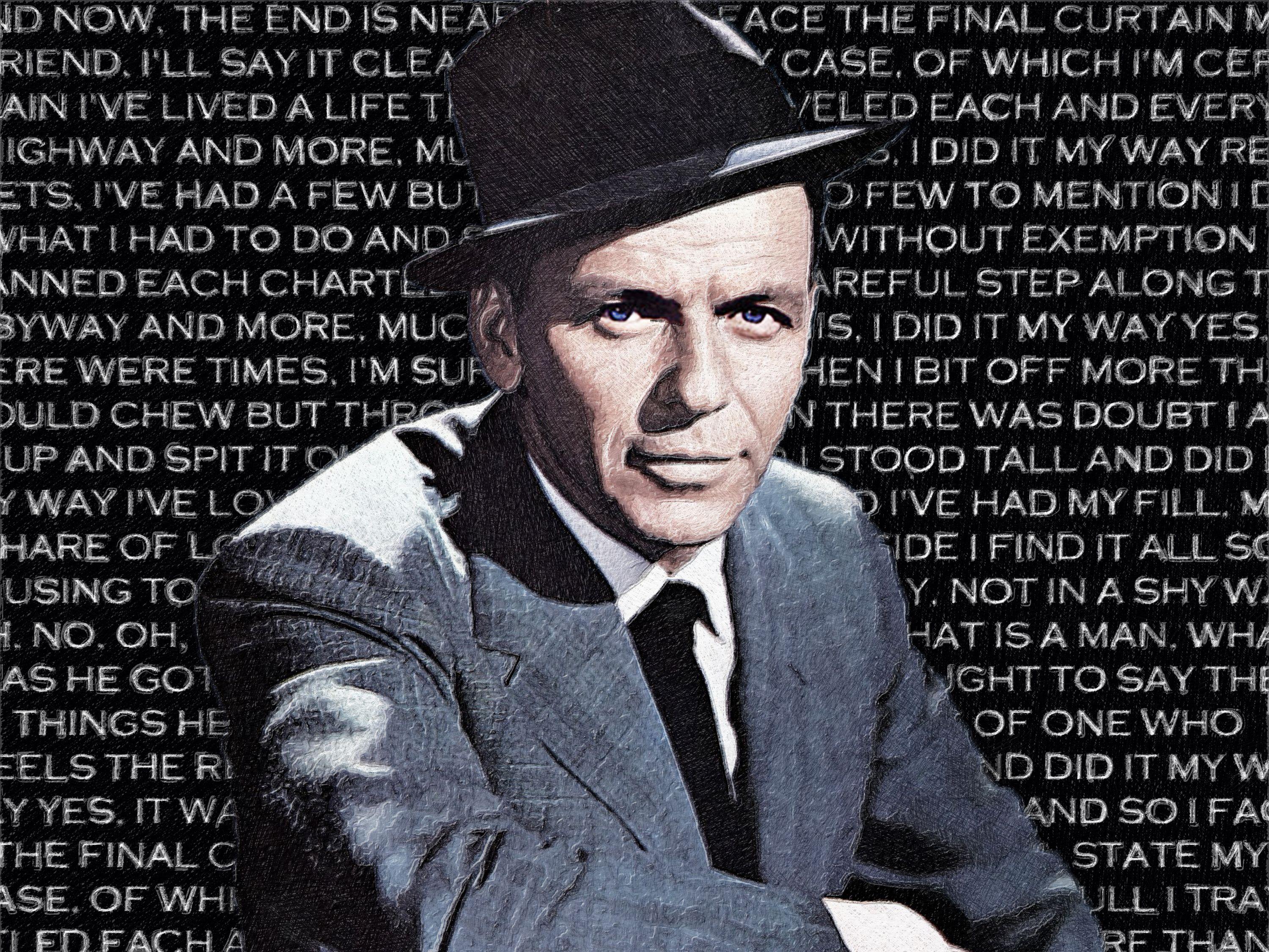 Frank Sinatra And Lyrics To My Way, supports mixtes sur toile - Mixed Media Art de Tony Rubino