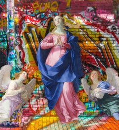 graffiti Saint Woman, Mixed Media on Canvas