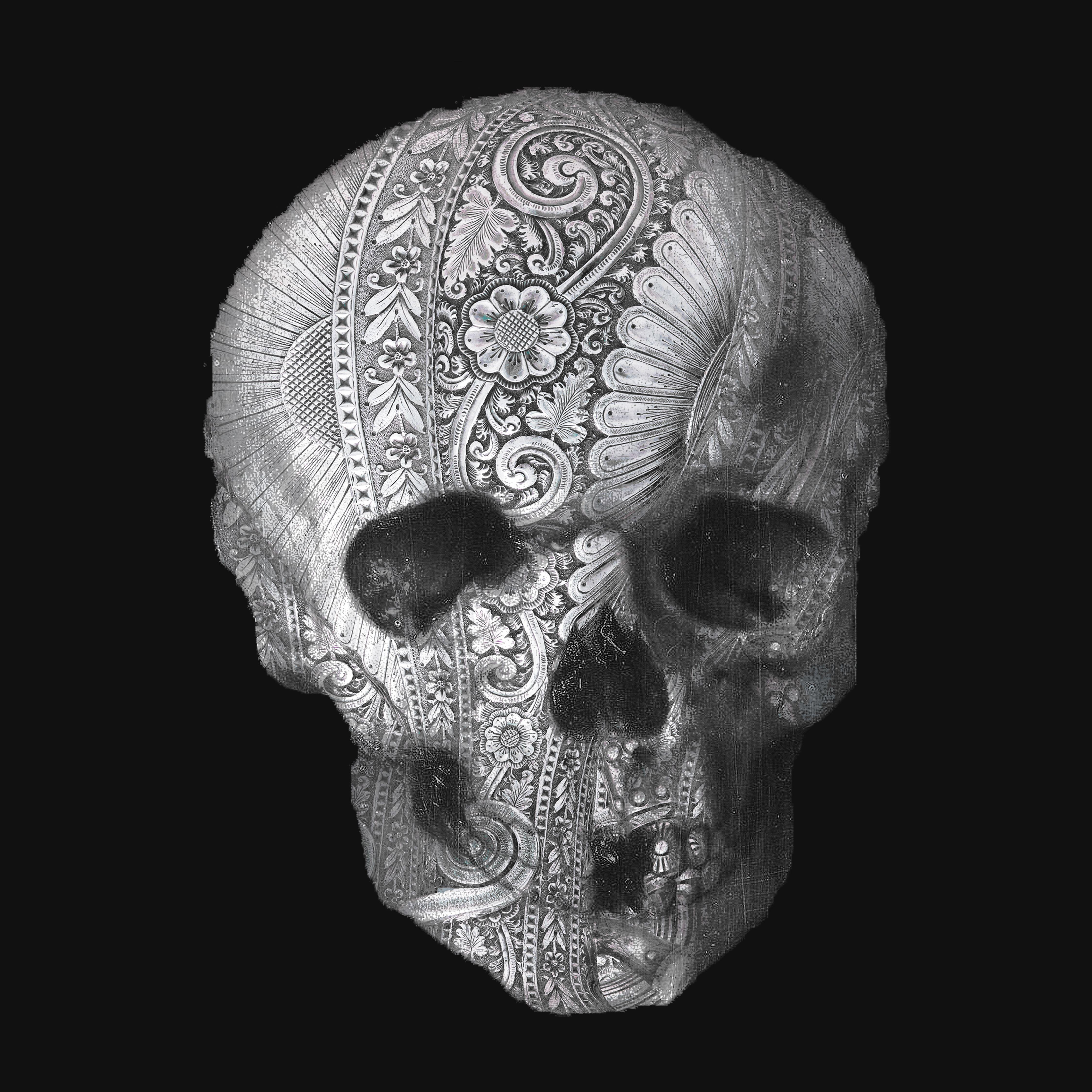 Metal Skull, Mixed Media on Canvas - Mixed Media Art by Tony Rubino