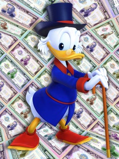 Scrooge McDuck Money Gangsta Rich Cash Bills Pop 1, Mixed Media on Canvas