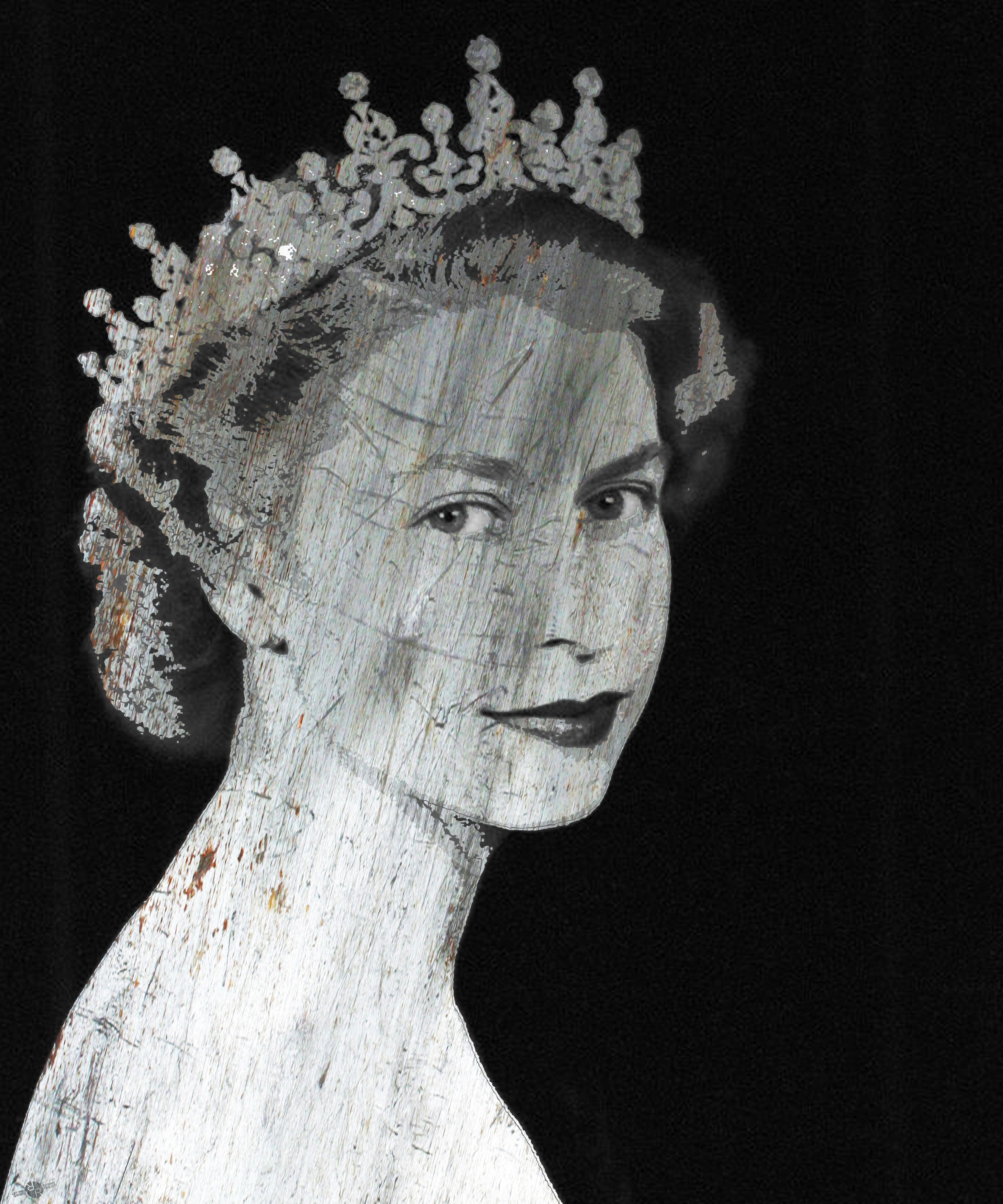 Iron Queen Elizabeth, Pittura, Acrilico su tela - Painting di Tony Rubino