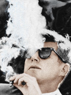 John F Kennedy Zigarren und Sonnenbrille Cool LFK, Gemälde, Acryl auf Leinwand