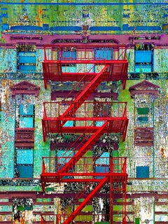 Red Fire Escape New York, Painting, Acrylic on Canvas