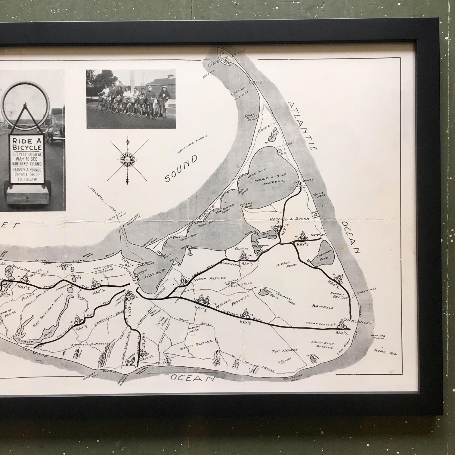 American Tony Sarg Bicycle Map of Nantucket, 1930s