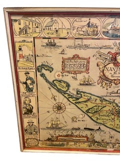 Tony Sarg Hand Colored Whimsical Map of Nantucket, circa 1926