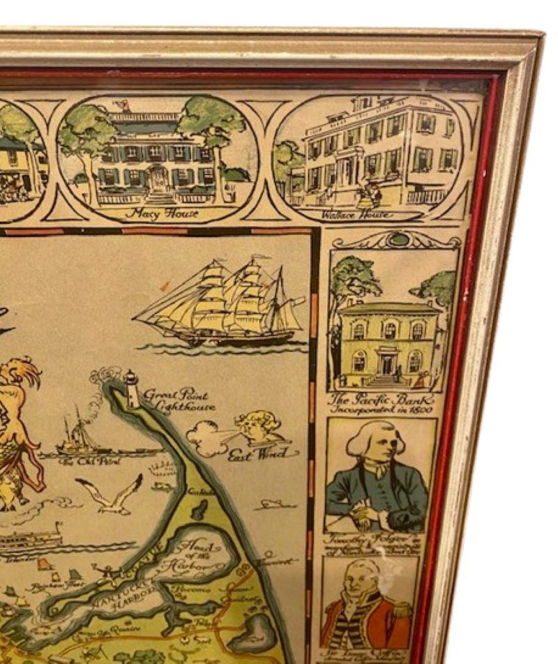Hand-Painted Tony Sarg Hand Colored Whimsical Map of Nantucket, circa 1926