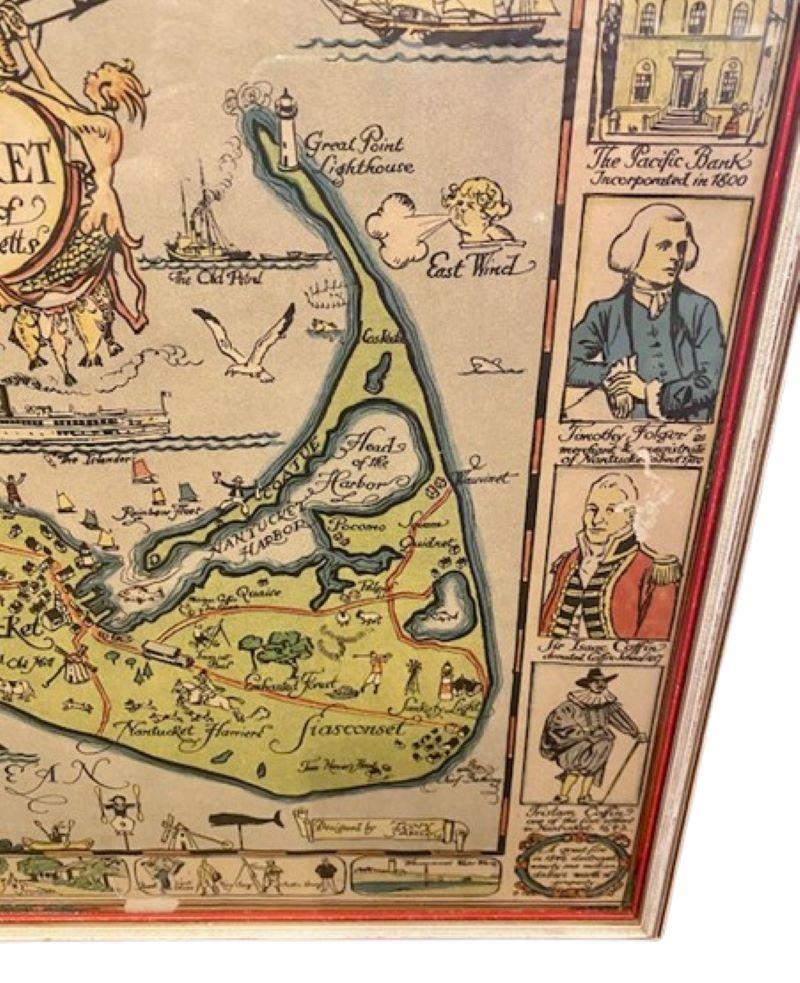 Early 20th Century Tony Sarg Hand Colored Whimsical Map of Nantucket, circa 1926