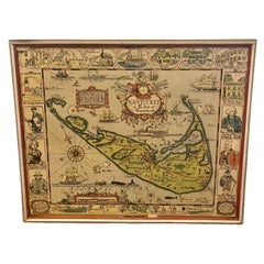 Tony Sarg Hand Colored Whimsical Map of Nantucket, circa 1926
