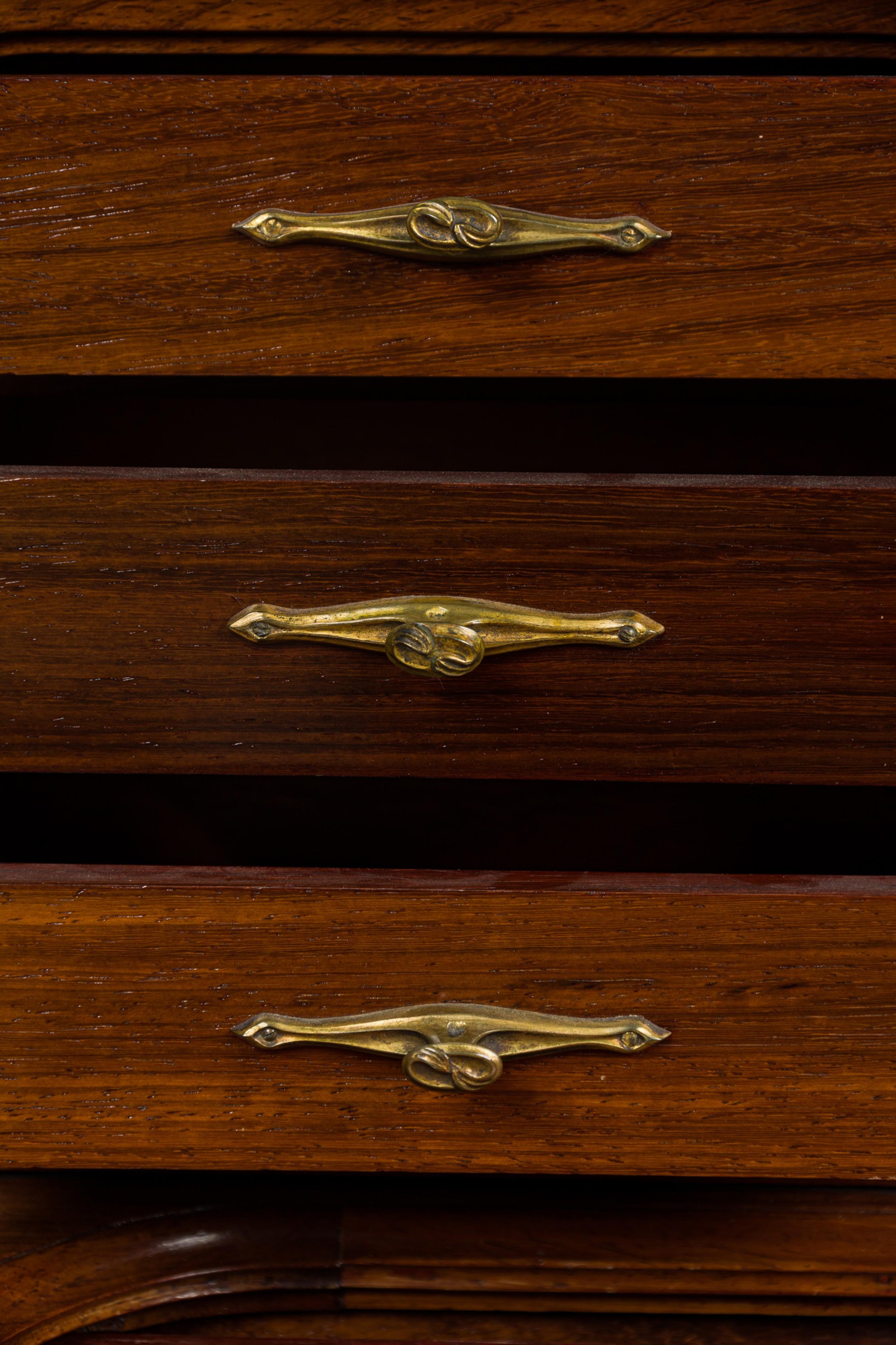 Tony Selmersheim French Art Nouveau Oak and Brass Architect's Desk For Sale 4
