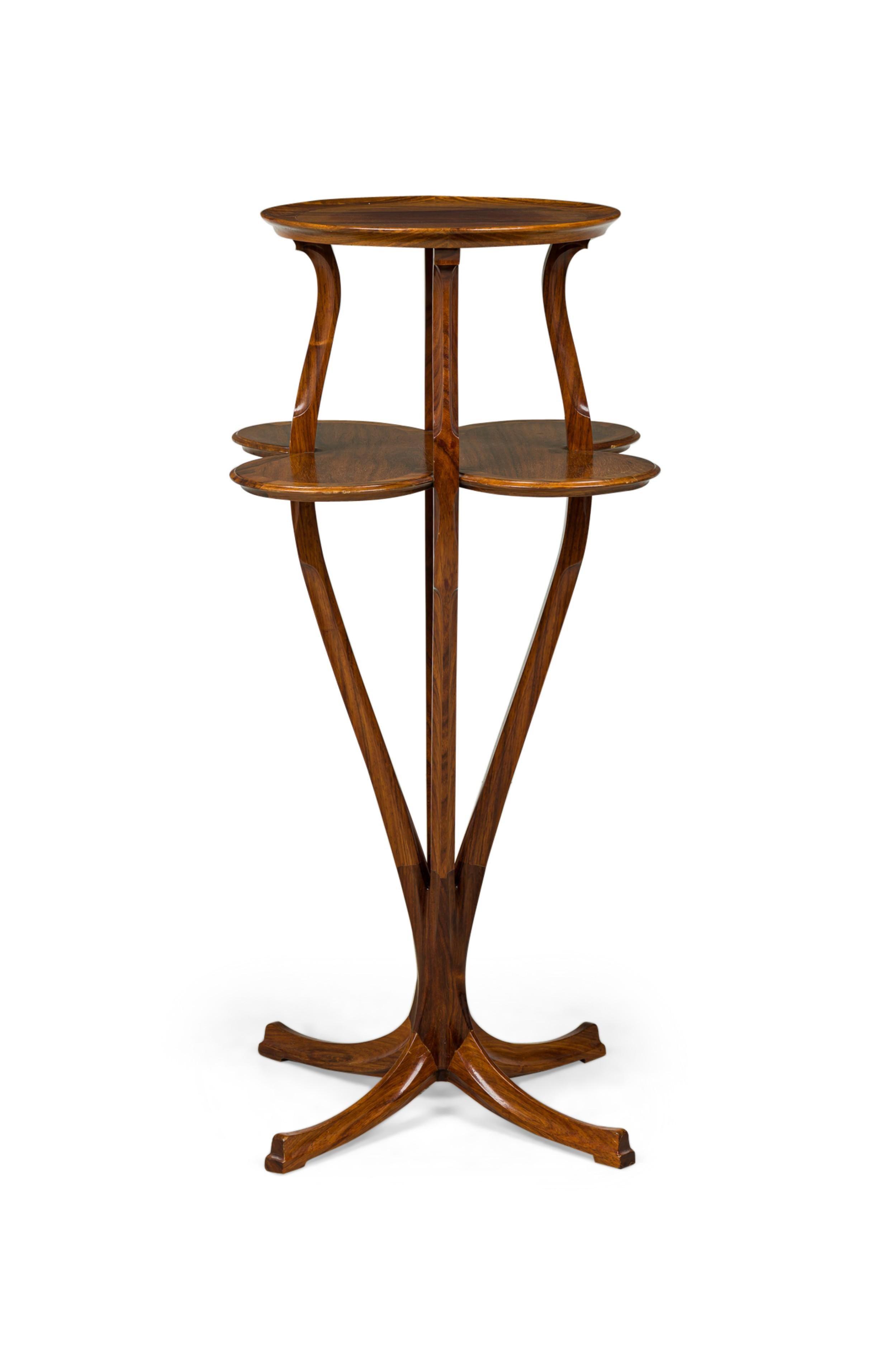 Tony Selmersheim French Art Nouveau Two-Tier Clover Pedestal Table In Good Condition For Sale In New York, NY