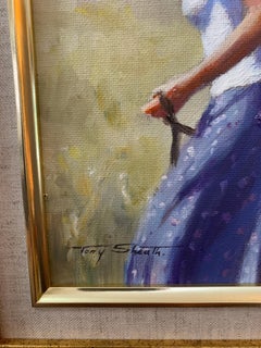 Girl with her horse in an Impressionist landscape in an English Summer