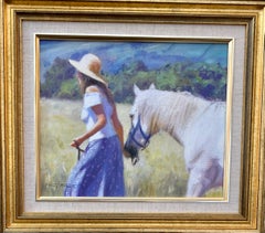 Girl with her horse in an Impressionist landscape in an English Summer