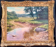  Impressionist landscape during an English Summer, the River crossing at mid day