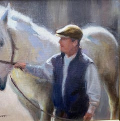 Man with his horse in an Impressionist landscape in an English Summer