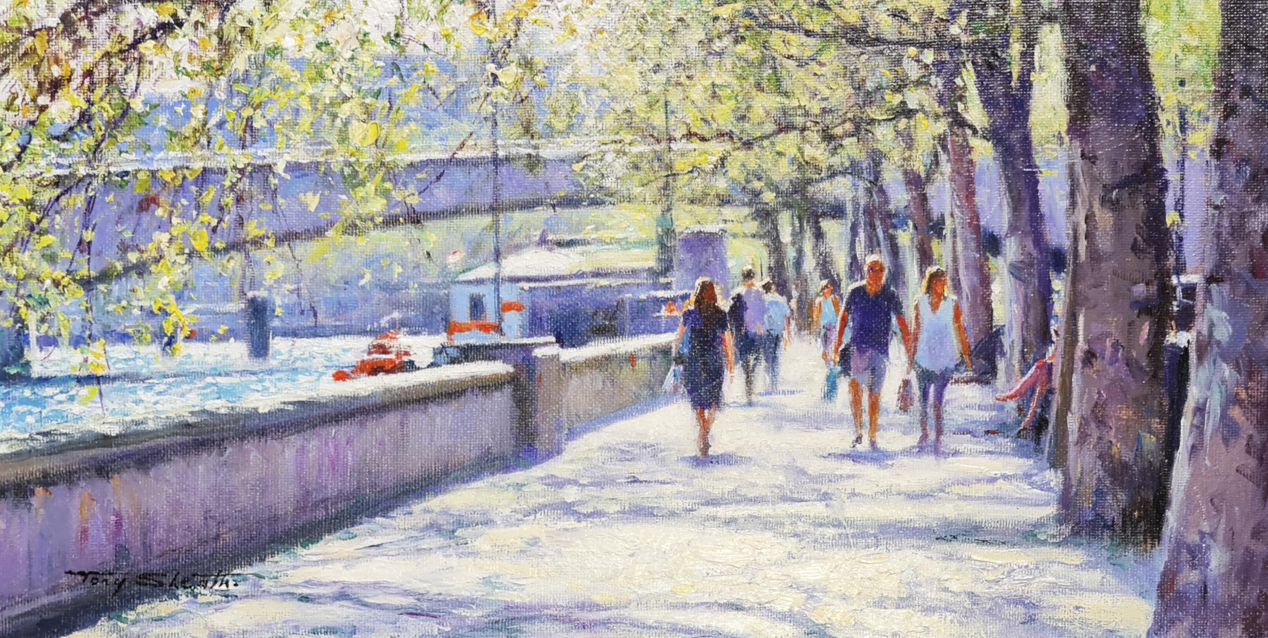 Tony Sheath Landscape Painting - Spring on the Embankment