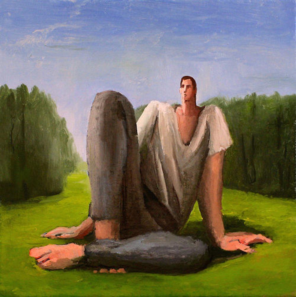 Tony Toscani Figurative Painting - Giant In A Field, oil on linen