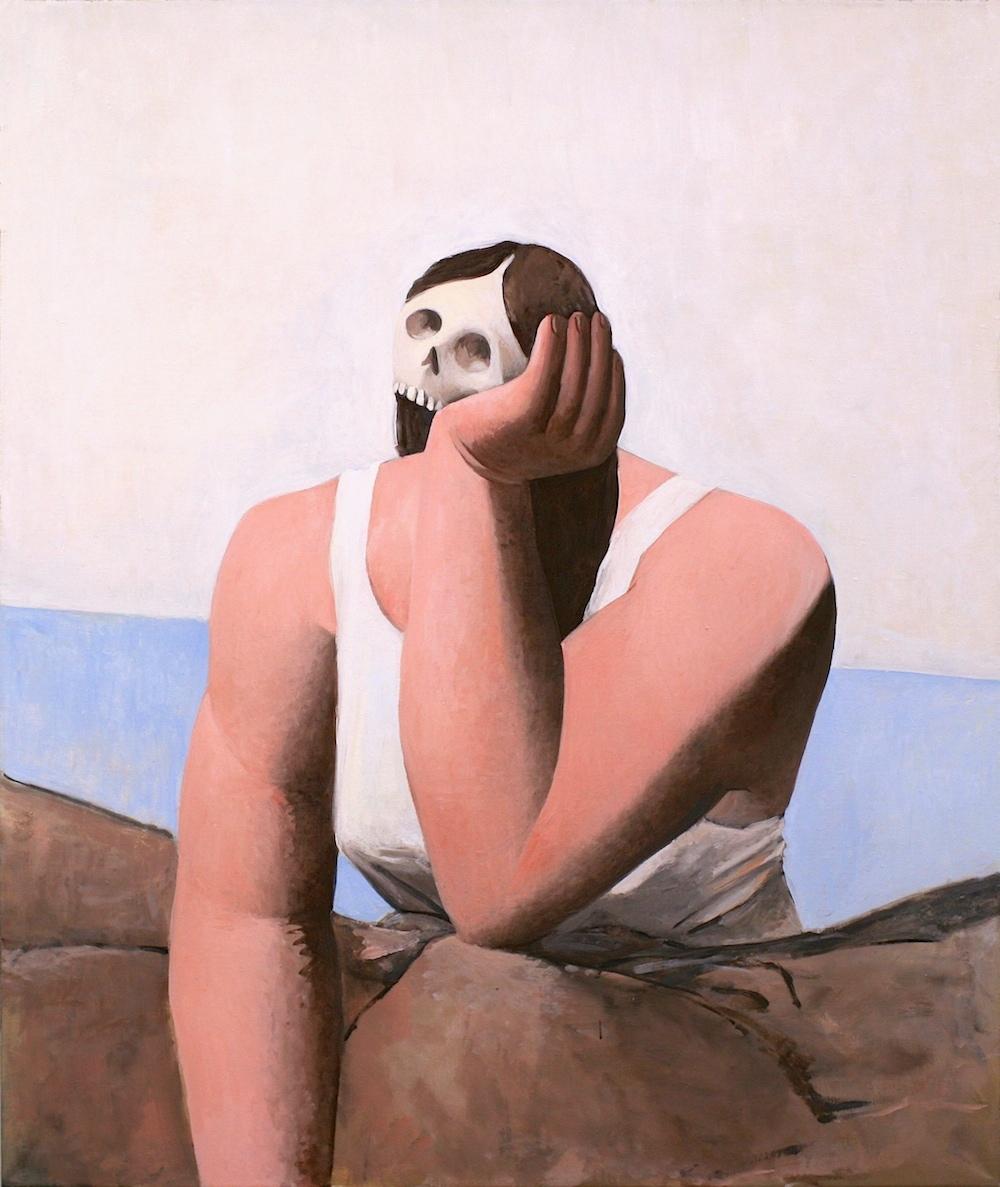 Tony Toscani Figurative Painting - Melancholy In White, Oil on linen