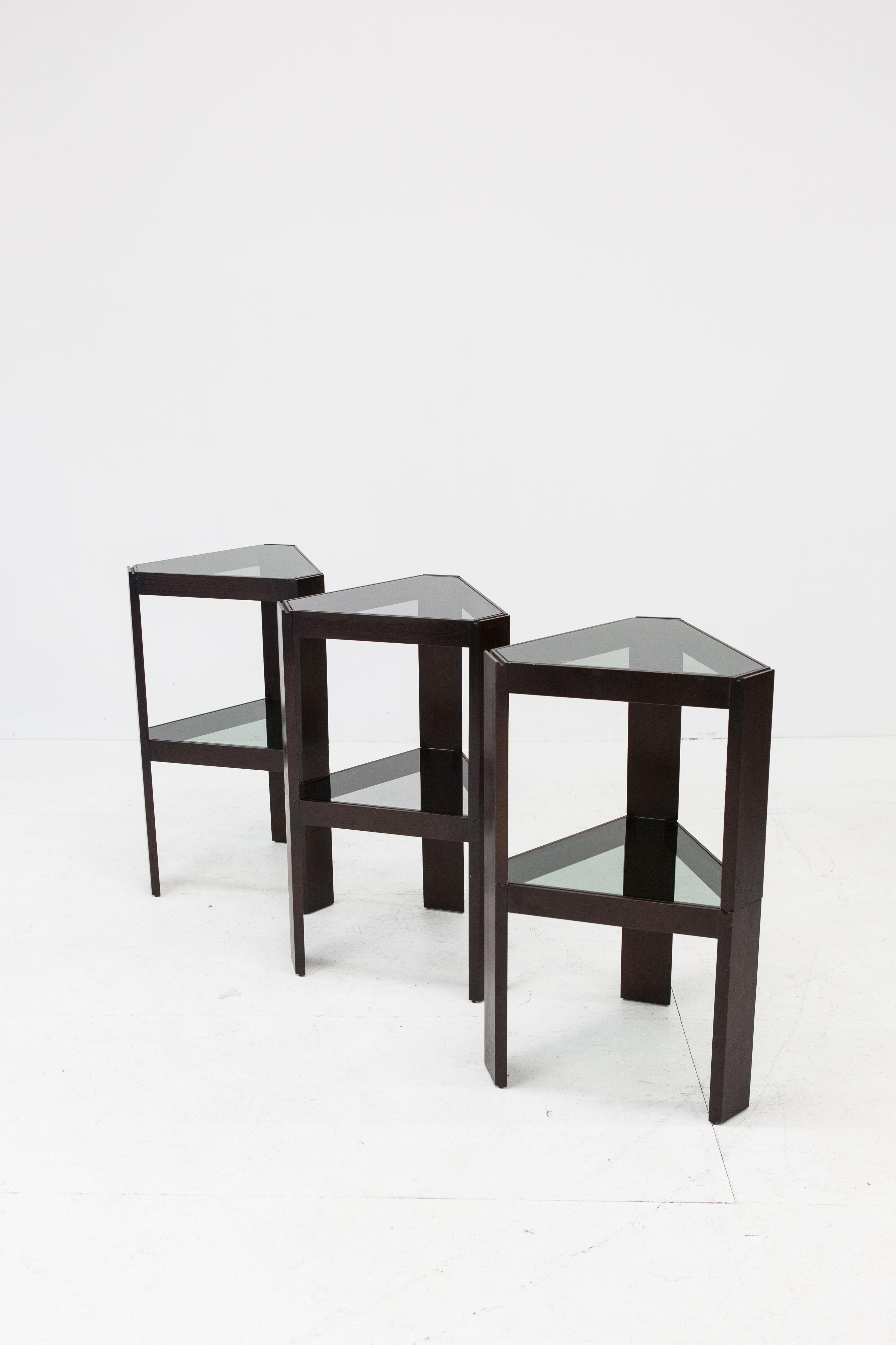 Italian Tony triangle stackable side tables by Porada Arredi, set of 6, 1970s For Sale