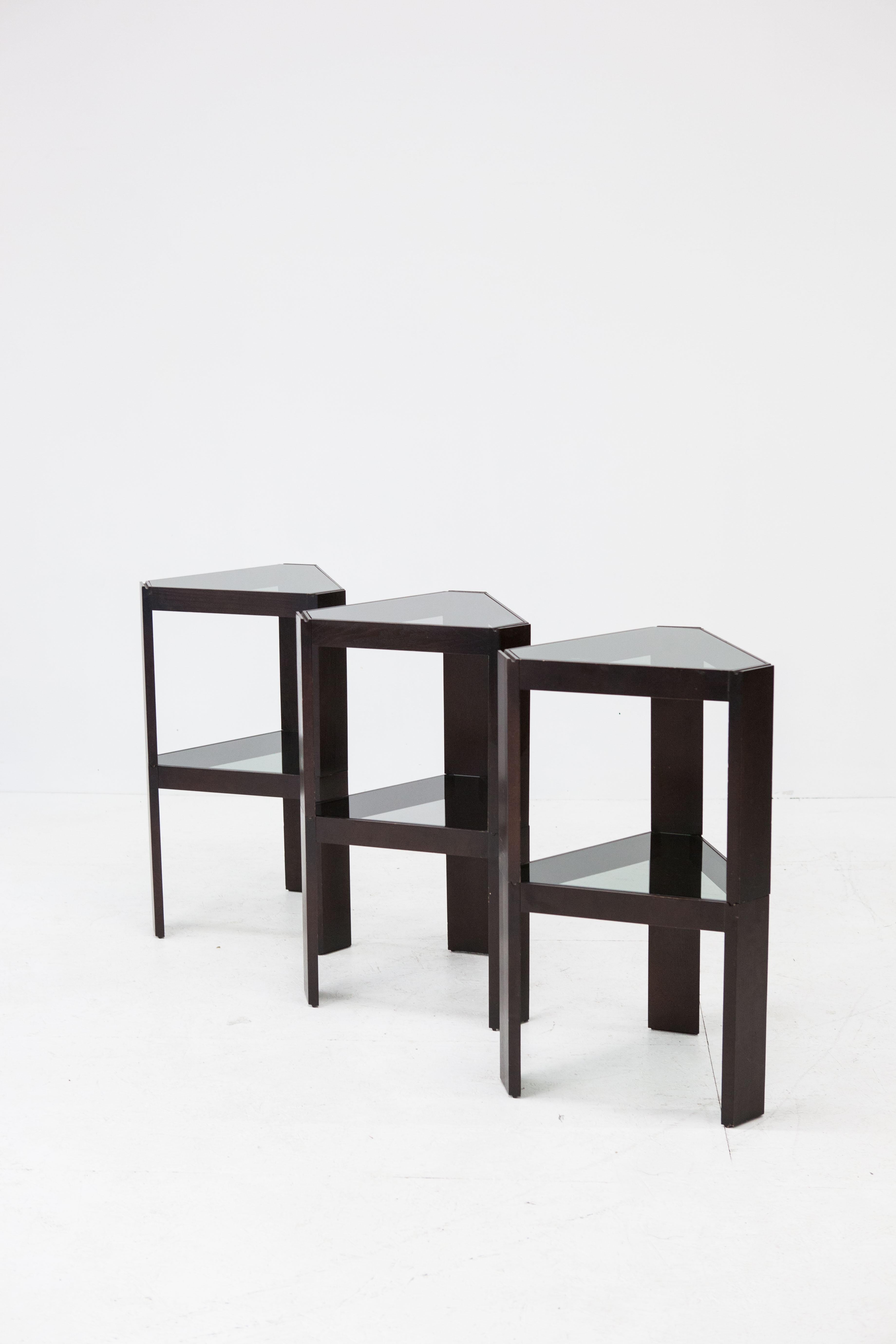 Tony triangle stackable side tables by Porada Arredi, set of 6, 1970s In Good Condition For Sale In Den Haag, ZH