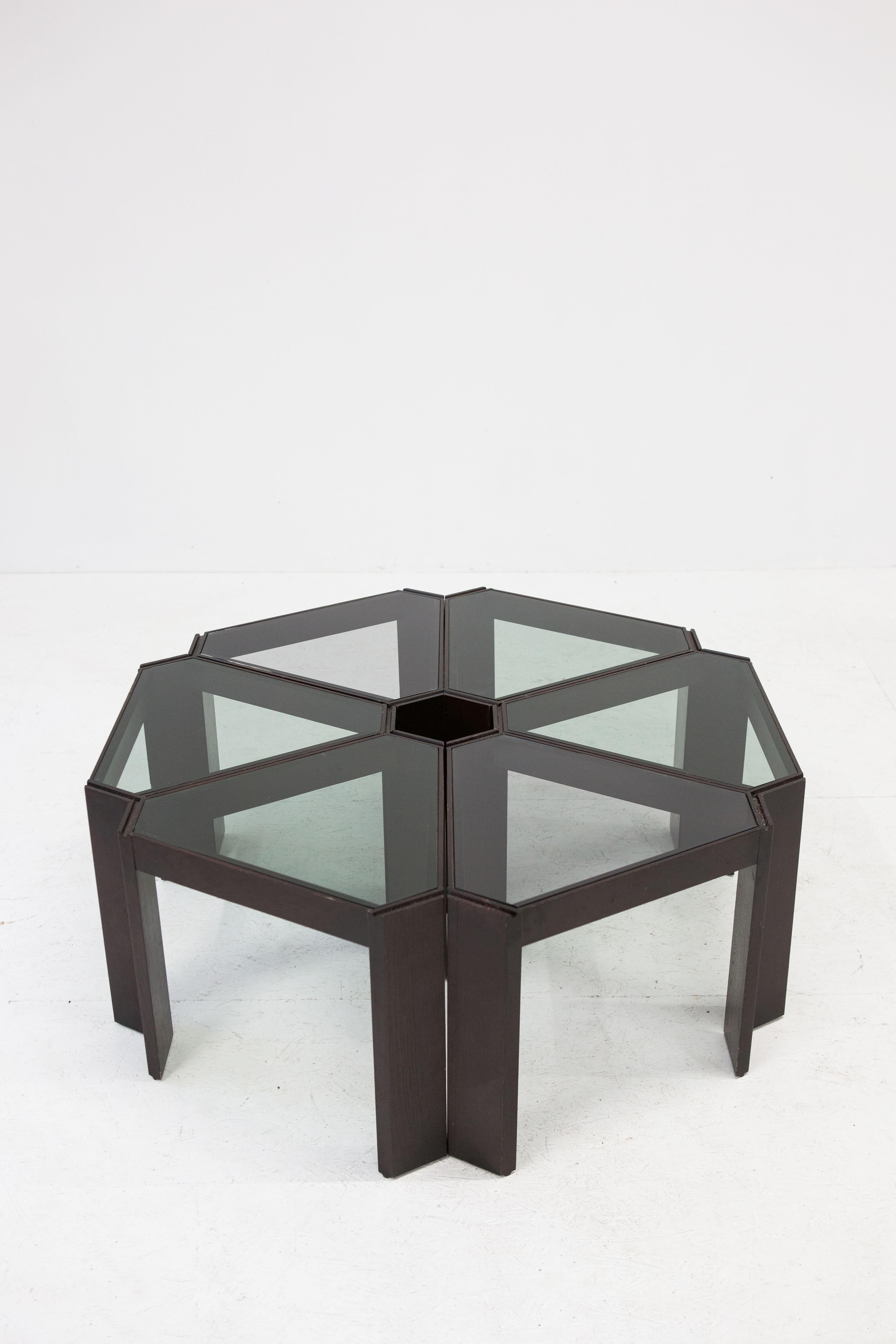 Late 20th Century Tony triangle stackable side tables by Porada Arredi, set of 6, 1970s For Sale