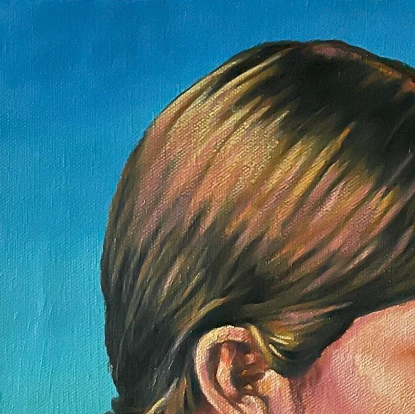 « With My Thoughts » (2024) de Tony, « Two Feather », Weldon, portrait en acrylique - Réalisme Painting par Tony, Two Feather, Weldon