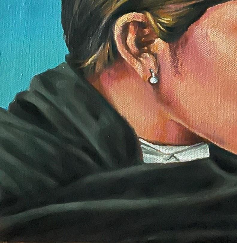 « With My Thoughts » (2024) de Tony, « Two Feather », Weldon, portrait en acrylique - Bleu Figurative Painting par Tony, Two Feather, Weldon