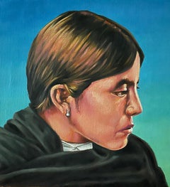 "Con mis pensamientos" (2024) de Tony, Dos plumas, Weldon, Retrato acrílico