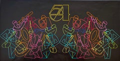 Studio 54. Iconic Disco. Neon Band Designs. One Color and b/w Mid Century. Rare