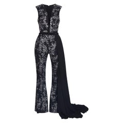 TONY WARD Black JUMPSUIT with SEQUINS from Celebrity Closet FR 36