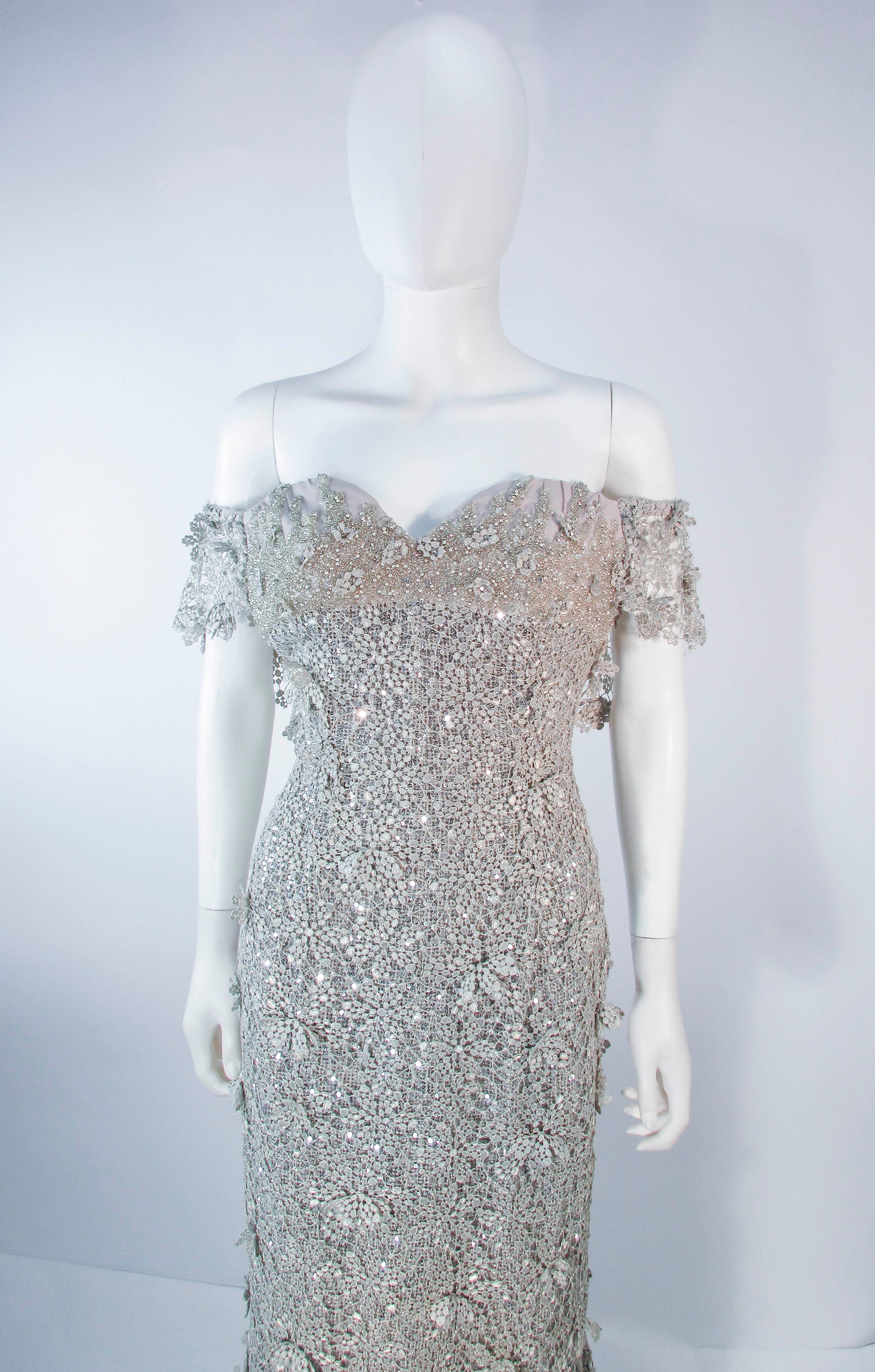 silver metallic gown